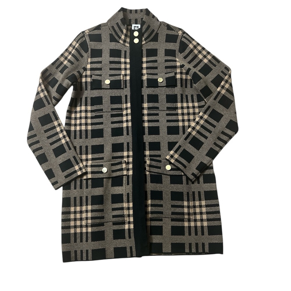 Anne Klein- NWT- Black and Tan Plaid Women's Coat  Medium - Picture 4 of 8